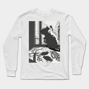 Hamsters Shadow Silhouette Anime Style Collection No. 24 Long Sleeve T-Shirt